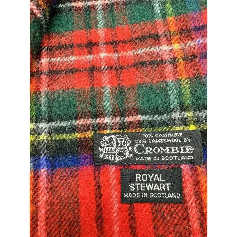 Crombie‎ Scotland Royal Stewart Cashmere Wool Scarf 56 inch Vintage Plaid